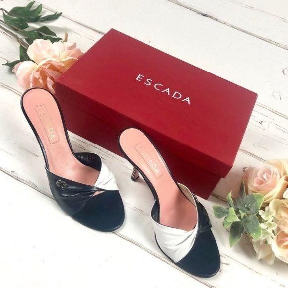 ESCADA Heels. Style Gabby. B&W. Size 8 / 38.5 - Picture 1 of 9